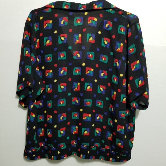 Colorful squares black top - Picture 3 of 10